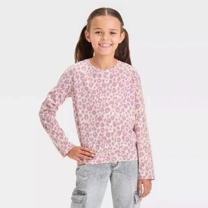 Cat & Jack Pink Leopard Long Sleeve Tee Girls‎ Size Small 6/7 NWOT Animal Print